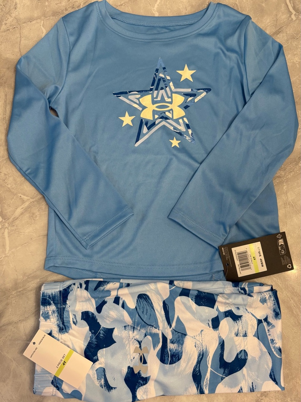 Under Armour Girls Light Blue Star & Camo Outfit
